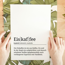Laden Sie das Bild in den Galerie-Viewer, Eiskaffee Poster Definition - Kaffee Wandbild Barista Küche Wanddeko Kaffeeliebhaber Geschenk