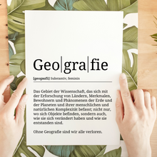 Laden Sie das Bild in den Galerie-Viewer, Geografie Poster Definition Kunstdruck Wandbild Geschenk