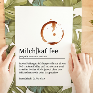Milchkaffee Poster Definition - Kaffee Wandbild Barista Küche Wanddeko