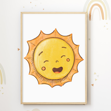 Laden Sie das Bild in den Galerie-Viewer, Lachende Sonne Kinderzimmer Bild DIN A4 Poster Babyzimmer Wandbild Dekoration