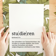 Laden Sie das Bild in den Galerie-Viewer, studieren Poster Definition Kunstdruck Wandbild Geschenk