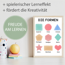 Laden Sie das Bild in den Galerie-Viewer, Kinderposter 3er Set Formen, Zahlen, Farben Lernposter Kinderzimmer Wandbilder Kindergarten Grundschule Alphabet Kinder Lernhilfe Poster