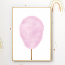 Laden Sie das Bild in den Galerie-Viewer, Süßigkeiten Zuckerwatte Donut Lollipop 3er Set Kinderzimmer Bilder DIN A4 Wandbilder Deko Babyzimmer Poster