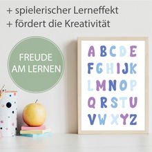 Laden Sie das Bild in den Galerie-Viewer, Alphabet & Zahlen Kinderposter 3er Set ABC Lernposter | Kinderzimmer Wandbilder Einschulung Kindergarten Grundschule Lernhilfe für Kinder