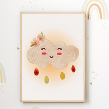 Laden Sie das Bild in den Galerie-Viewer, Mond Regenbogen Wolke Boho Bilder 3er Set DIN A4 Kinderzimmer Wandbilder Babyzimmer Poster Dekoration