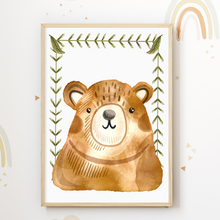 Laden Sie das Bild in den Galerie-Viewer, Waldtiere 4er Set Kinderzimmer Bilder DIN A4 Poster Babyzimmer Wandbilder Dekoration - Bär Fuchs Hase Reh