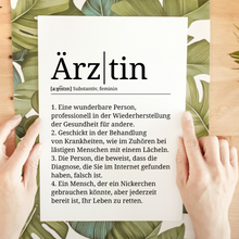 Laden Sie das Bild in den Galerie-Viewer, Ärztin Poster Definition Kunstdruck Wandbild Geschenk