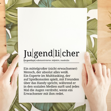Laden Sie das Bild in den Galerie-Viewer, Jugendlicher Poster Definition - Teenager Jugendweihe Geschenk Wandbild