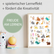 Laden Sie das Bild in den Galerie-Viewer, Kinderposter 2er Set Tiere ABC, Zahlen Lernposter Kinderzimmer Wandbilder Einschulung Kindergarten Grundschule Alphabet Lernhilfe für Kinder