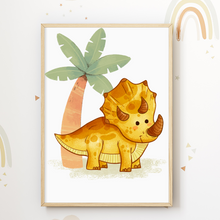 Laden Sie das Bild in den Galerie-Viewer, Dinosaurier 6er Set Bilder Dino Kinderzimmer Deko DIN A4 Poster Babyzimmer Wandbilder