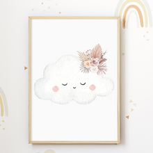 Laden Sie das Bild in den Galerie-Viewer, Mond Regenbogen Wolke Boho Bilder 3er Set DIN A4 Kinderzimmer Wandbilder Babyzimmer Poster Dekoration