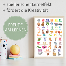 Laden Sie das Bild in den Galerie-Viewer, Kinderposter 2er Set Tier ABC, Zahlen Lernposter Kinderzimmer Wandbilder Einschulung Kindergarten Grundschule Alphabet Lernhilfe für Kinder