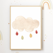 Laden Sie das Bild in den Galerie-Viewer, Wolke Sonne Boho Regenbogen Mond 4er Set Kinderzimmer Bilder DIN A4 Wandbilder Deko Babyzimmer Poster
