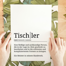 Laden Sie das Bild in den Galerie-Viewer, Tischler Poster Definition Kunstdruck Wandbild Geschenk