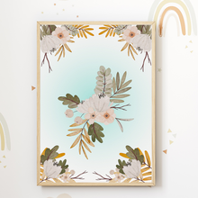 Laden Sie das Bild in den Galerie-Viewer, Waldtiere Blumen Bär Reh Bilder 4er Set DIN A4 Kinderzimmer Wandbilder Babyzimmer Poster Dekoration