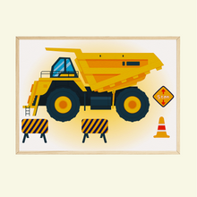 Laden Sie das Bild in den Galerie-Viewer, Baufahrzeuge Baustelle Walze Bagger Bilder 4er Set DIN A4 Kinderzimmer Wandbilder Babyzimmer Poster Dekoration
