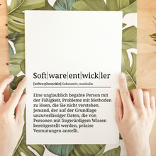 Laden Sie das Bild in den Galerie-Viewer, Softwareentwickler Poster Definition Kunstdruck Wandbild Geschenk
