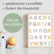 Laden Sie das Bild in den Galerie-Viewer, ABC Zahlen Kinderposter 3er Set Alphabet Lernposter Buchstaben & Zahlen | Kinderzimmer Wandbilder Kindergarten Grundschule Kinder Lernhilfe Poster
