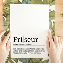 Laden Sie das Bild in den Galerie-Viewer, Friseur Poster Definition Kunstdruck Wandbild Geschenk