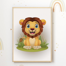 Laden Sie das Bild in den Galerie-Viewer, Löwe Tiger Bär Safari Bilder 3er Set DIN A4 Kinderzimmer Wandbilder Babyzimmer Poster Dekoration