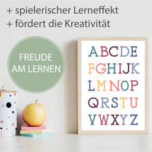 Laden Sie das Bild in den Galerie-Viewer, Alphabet Zahlen Kinderposter 3er Set Lernposter ABC | Kinderzimmer Wandbilder Einschulung Kindergarten Grundschule Lernhilfe für Kinder