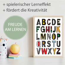 Laden Sie das Bild in den Galerie-Viewer, Kinderposter 6er Set ABC Auto Fahrzeuge Lernposter Alphabet | Kinderzimmer Wandbilder Kindergarten Grundschule Lernhilfe für Kinder