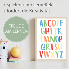 Laden Sie das Bild in den Galerie-Viewer, Kinderposter 8er Set ABC Zahlen Autos Lernposter Verkehr Kinderzimmer Wandbilder Einschulung Kindergarten Grundschule Alphabet Lernhilfe für Kinder