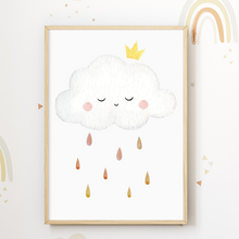 Laden Sie das Bild in den Galerie-Viewer, Sonne Wolke Blumen Regenbogen 4er Set DIN A4 Kinderzimmer Wandbilder Babyzimmer Poster Dekoration