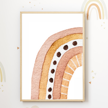 Laden Sie das Bild in den Galerie-Viewer, Boho Regenbogen Indianer Feder 3er Set Kinderzimmer Bilder DIN A4 Wandbilder Deko Babyzimmer Poster