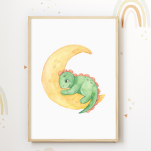 Laden Sie das Bild in den Galerie-Viewer, Niedliche Dinosaurier Bilder 3er Set DIN A4 Kinderzimmer Dino Poster Babyzimmer Wandbilder Dekoration