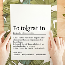Laden Sie das Bild in den Galerie-Viewer, Fotografin Poster Definition Kunstdruck Wandbild Geschenk