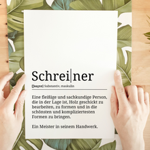 Laden Sie das Bild in den Galerie-Viewer, Schreiner Poster Definition Kunstdruck Wandbild Geschenk