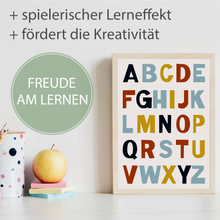 Laden Sie das Bild in den Galerie-Viewer, Kinderposter 8er Set ABC Zahlen Autos Lernposter Verkehr Kinderzimmer Wandbilder Kindergarten Grundschule Alphabet Lernhilfe für Kinder