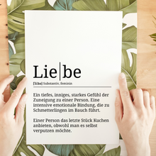 Laden Sie das Bild in den Galerie-Viewer, Liebe Poster Definition - Jahrestag Valentinstag Liebesposter Geschenk