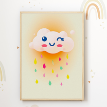 Laden Sie das Bild in den Galerie-Viewer, Regenbogen Einhorn Bilder 3er Set DIN A4 Kinderzimmer Wandbilder Babyzimmer Poster Dekoration