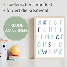 Laden Sie das Bild in den Galerie-Viewer, Alphabet & Zahlen Kinderposter 3er Set ABC Lernposter | Kinderzimmer Wandbilder Kindergarten Grundschule Kinder Lernhilfe Poster