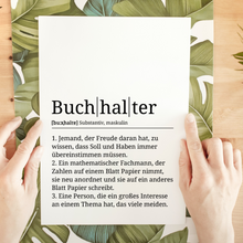 Laden Sie das Bild in den Galerie-Viewer, Buchhalter Poster Definition Kunstdruck Wandbild Geschenk