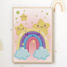 Laden Sie das Bild in den Galerie-Viewer, Planeten Sonne Sterne Rakete Bilder 6er Set DIN A4 Kinderzimmer Wandbilder Babyzimmer Poster Dekoration