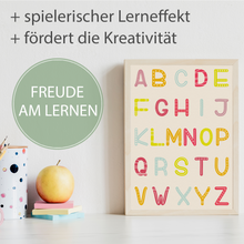 Laden Sie das Bild in den Galerie-Viewer, ABC Zahlen Kinderposter 3er Set Alphabet Lernposter Buchstaben & Zahlen | Kinderzimmer Wandbilder Kindergarten Grundschule Lernhilfe für Kinder