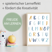 Laden Sie das Bild in den Galerie-Viewer, Alphabet Zahlen Kinderposter 3er Set Lernposter ABC | Kinderzimmer Wandbilder Kindergarten Grundschule Kinder Lernhilfe Posterfür Kinder