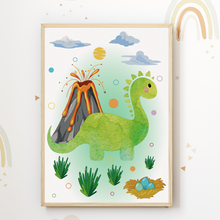 Laden Sie das Bild in den Galerie-Viewer, Dinosaurier Bilder 6er Set DIN A4 Kinderzimmer Dino Wandbilder Babyzimmer Poster Dekoration