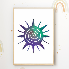 Laden Sie das Bild in den Galerie-Viewer, Sonne Regenbogen Mond Spirituell 6er Set Kinderzimmer Bilder DIN A4 Wandbilder Deko Babyzimmer Poster