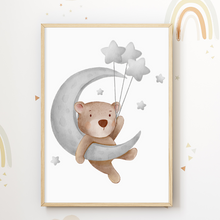 Laden Sie das Bild in den Galerie-Viewer, Süße Tiere 3er Set DIN A4 Kinderzimmer Wandbilder Babyzimmer Poster Dekoration Bär Elefant Giraffe