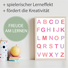 Laden Sie das Bild in den Galerie-Viewer, ABC Zahlen Kinderposter Mädchen 3er Set Lernposter Alphabet | Kinderzimmer Wandbilder Kindergarten Grundschule Kinder Lernhilfe Poster