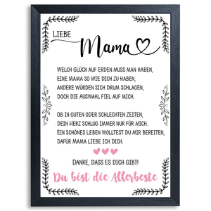 Allerbeste Mama DIN A4 Poster Danksagung Kunstdruck Muttertag Geschenk Dankeschön Beste Mutter Wandbild Mama Geburtstag Weihnachten