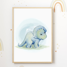 Laden Sie das Bild in den Galerie-Viewer, Dinosaurier Bilder 6er Set DIN A4 Kinderzimmer Wandbilder Babyzimmer Poster Dekoration