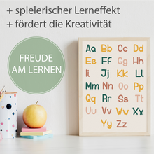 Laden Sie das Bild in den Galerie-Viewer, ABC Kinderposter 3er Set Lernposter Sonne Regenbogen Alphabet | Kinderzimmer Wandbilder Kindergarten Grundschule Lernhilfe