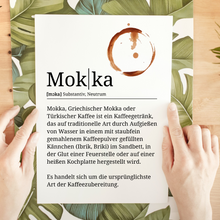 Laden Sie das Bild in den Galerie-Viewer, Mokka Poster Definition - Kaffee Wandbild Barista Küche Wanddeko