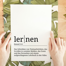 Laden Sie das Bild in den Galerie-Viewer, lernen Poster Definition Kunstdruck Wandbild Geschenk