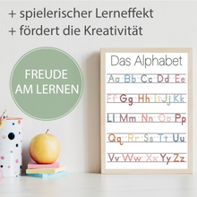 Laden Sie das Bild in den Galerie-Viewer, ABC Kinderposter 2er Set Alphabet Lernposter Buchstaben & Zahlen | Kinderzimmer Wandbilder Kindergarten Grundschule Kinder Lernhilfe Poster